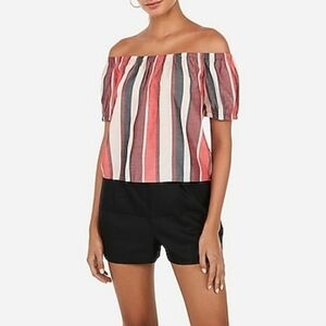 𝅺✨express striped off-the-shoulder bow tie back top